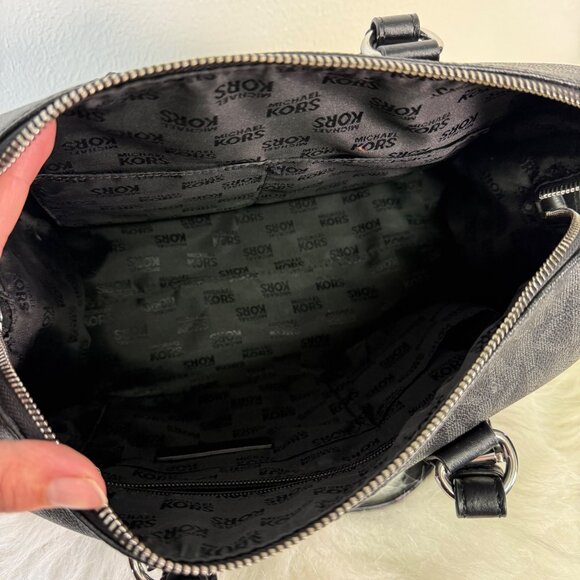 Michael Kors Grayson Signature MK Black Satchel Duffle Saffiano Leather Handbag - Picture 7 of 16